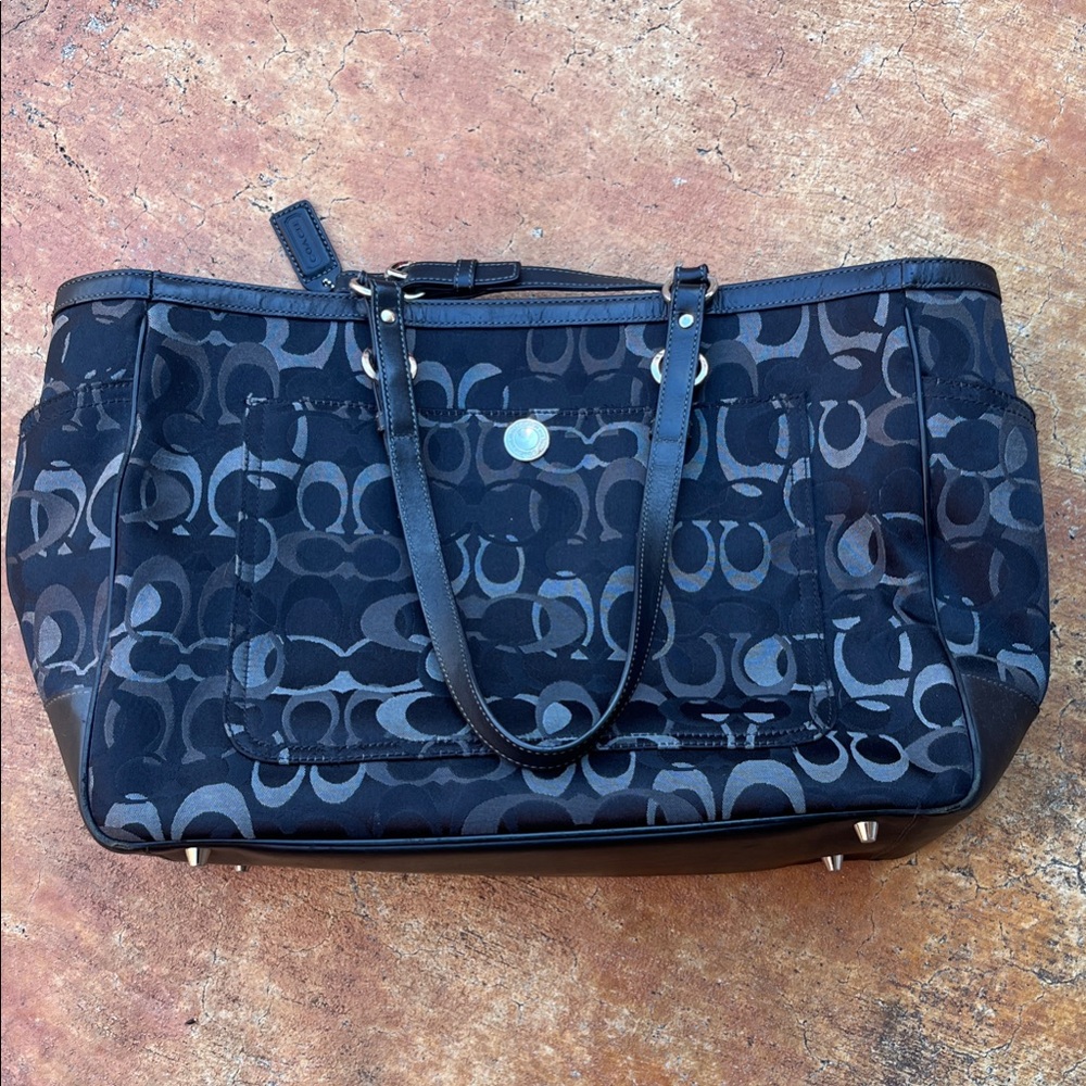 Coach Black and Gray Signature Tote